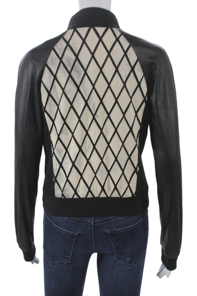Vakko Womens Bomber Jacket Black Harlequin Zip Long Sleeve Size S