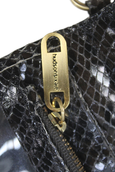 Alexis Hudson Womens Chain Strap Snake Embossed Leather Bi Fold Wallet Black 8"