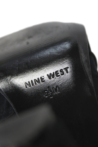 Nine West Womens Block Heel Satin Suede Bow Pumps Black Size 6.5