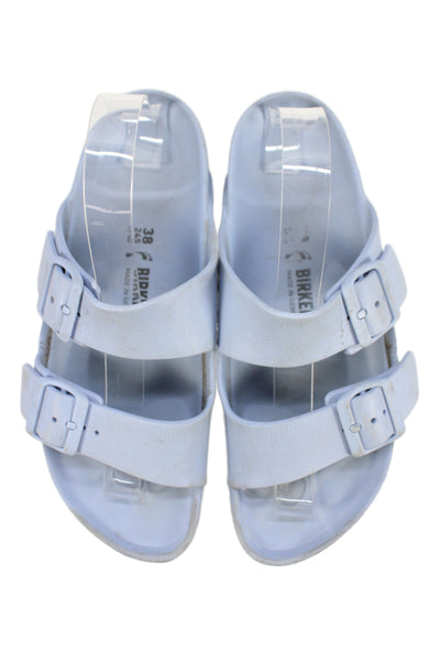 Birkenstock Womens Double Buckle Strap Slide Sandals Blue Size 38