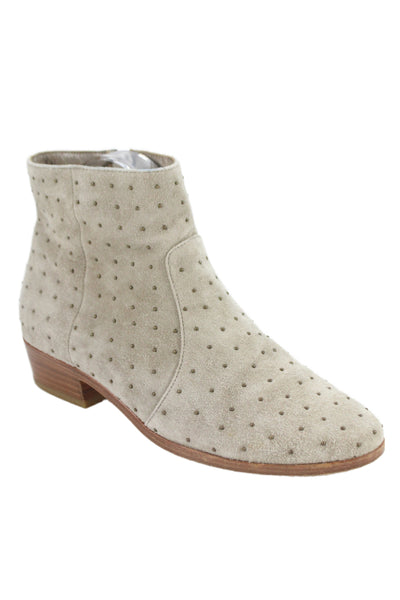Joie Womens Side Zip Block Heel Studded Suede Ankle Boots Brown Size 37