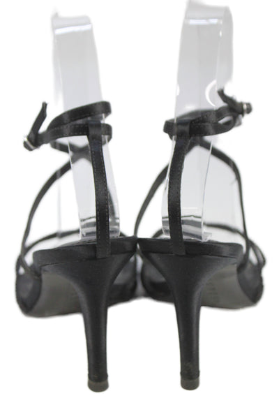 Lauren Ralph Lauren Womens Crystal Satin Strappy Sandals Black Size 6.5
