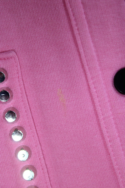 Natasha Zinko Women Basic Jacket Pink Studded Cotton Button Long Sleeve Size XS