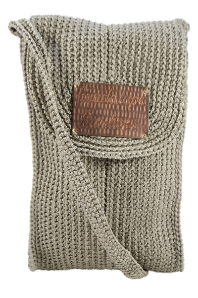 Guadalupe Barbosa Womens Single Strap Logo Flap Crochet Shoulder Handbag Brown