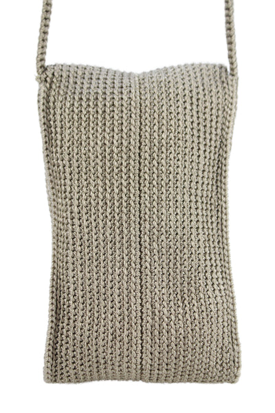 Guadalupe Barbosa Womens Single Strap Logo Flap Crochet Shoulder Handbag Brown