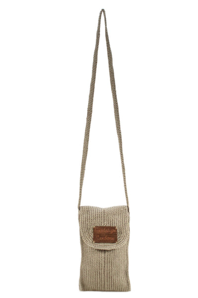 Guadalupe Barbosa Womens Single Strap Logo Flap Crochet Shoulder Handbag Brown