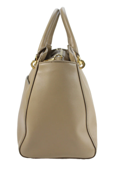 ZAC Zac Posen Womens Double Handle Pocket Front Leather Shoulder Handbag Brown