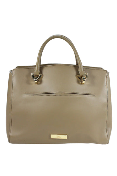 ZAC Zac Posen Womens Double Handle Pocket Front Leather Shoulder Handbag Brown