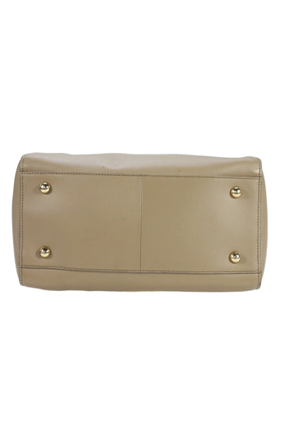 ZAC Zac Posen Womens Double Handle Pocket Front Leather Shoulder Handbag Brown