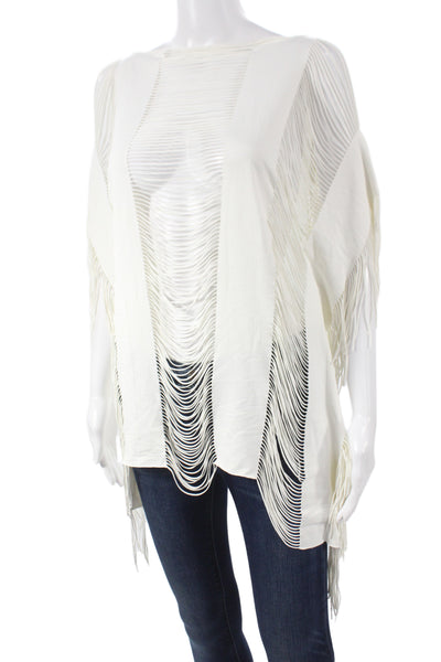 Pily Q Women Boho White Sleeveless Blouse Cover Up Round Neck Size XS