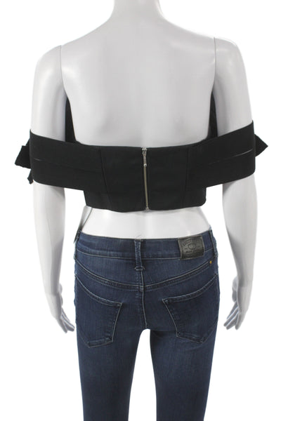 Acler Women Black Off Shoulder Cropped Sleeveless Blouse Zip Size 4