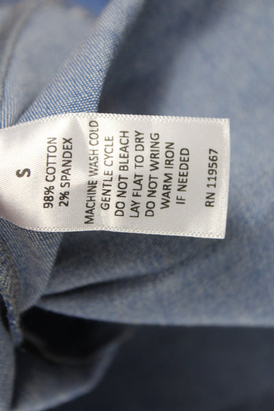 Clayton Womens Cropped Tank Blue Off Shoulder Sleeveless Cotton Size S