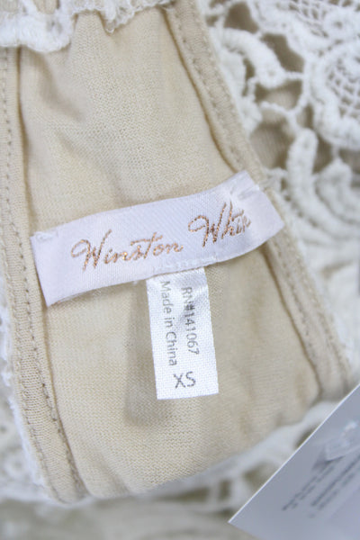 Winston White Women Boho Floral Halter Tie Sleeveless Romper Beige Size XS