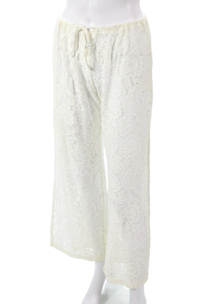 Becca Women Beach Floral Ivory Nylon Cover Up Size S