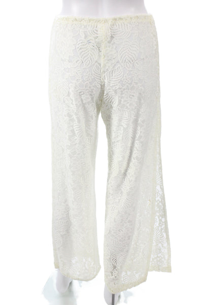 Becca Women Beach Floral Ivory Nylon Cover Up Size S