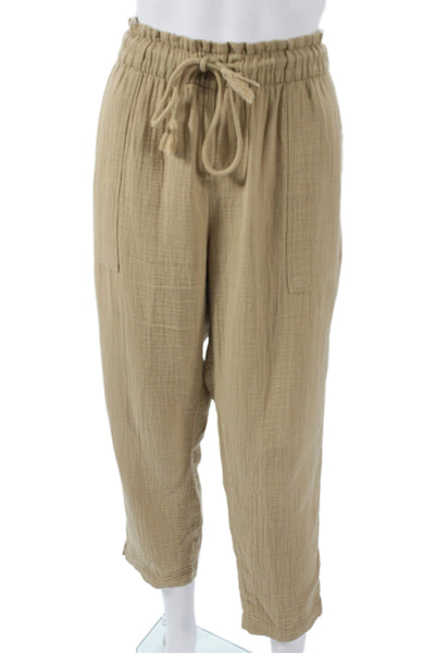 Madewell Womens Cropped Beige Cotton Drawstring Pants Size S