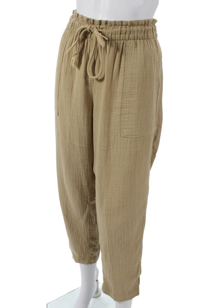 Madewell Womens Cropped Beige Cotton Drawstring Pants Size S