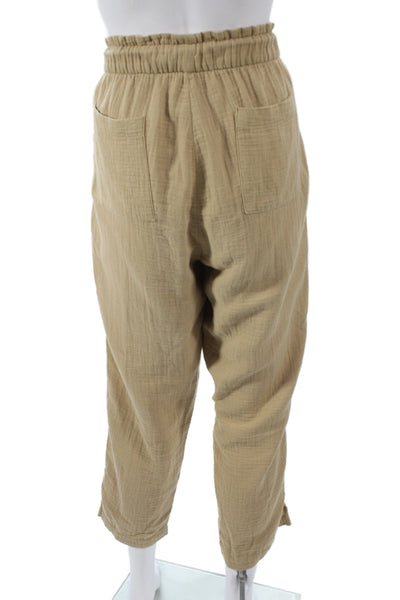Madewell Womens Cropped Beige Cotton Drawstring Pants Size S