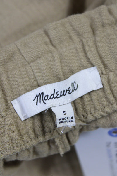 Madewell Womens Cropped Beige Cotton Drawstring Pants Size S