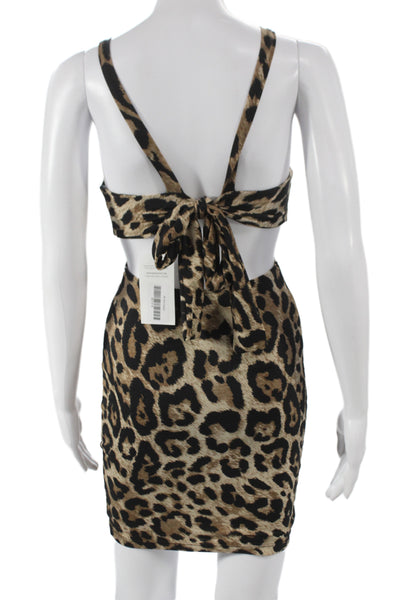 Nookie Beach Womens Halter Bodycon Animal Print Dress Beige Polyester Size S