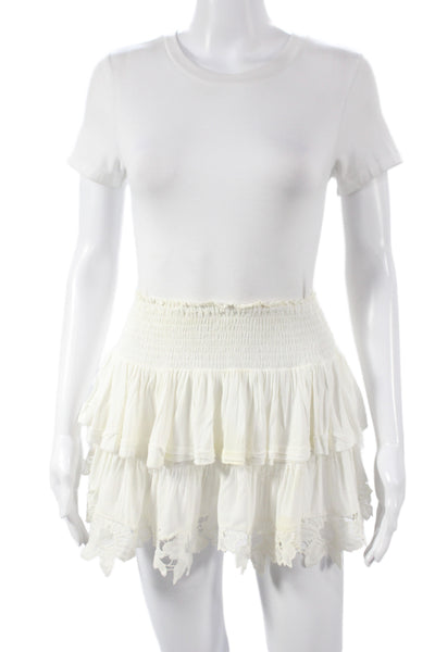 Muche Et Muchette Womens White Boho Mini Skirt Polyester Size One Size
