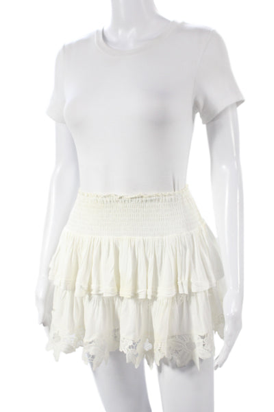 Muche Et Muchette Womens White Boho Mini Skirt Polyester Size One Size