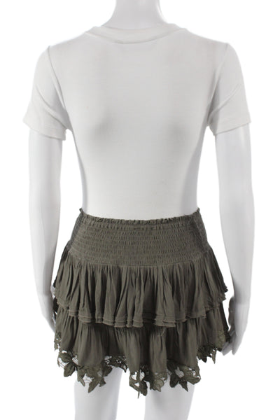Muche Et Muchette Women Green Cotton Boho Mini Skirt Size S