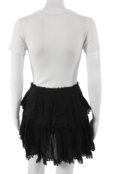 Love Shack Fancy Womens Mini Skirt Black 100% Cotton Boho Size 1