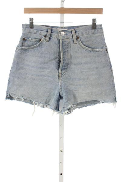 Redone Womens Cut-Off Cotton Shorts Blue Solid Size 27