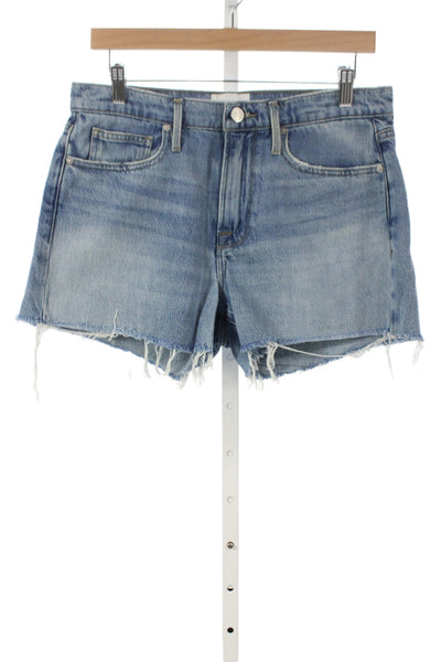 Frame Women Cut-Off Shorts Blue 85% Cotton Button Size 27