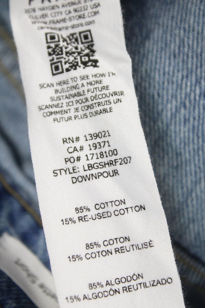 Frame Women Cut-Off Shorts Blue 85% Cotton Button Size 27