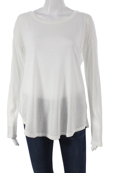 Splendid Women Basic White Long Sleeve Scoop Neck T-Shirt Size M