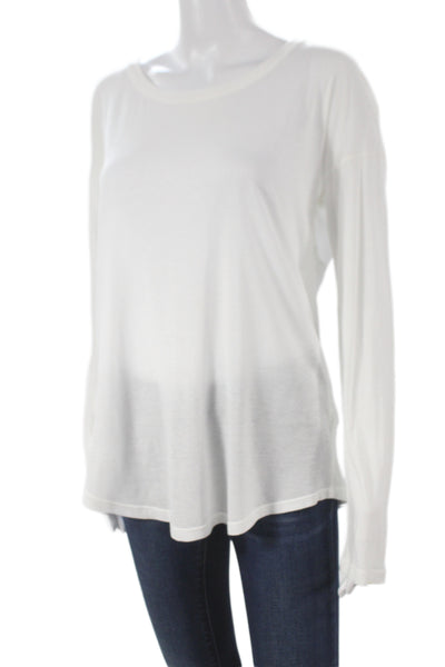 Splendid Women Basic White Long Sleeve Scoop Neck T-Shirt Size M