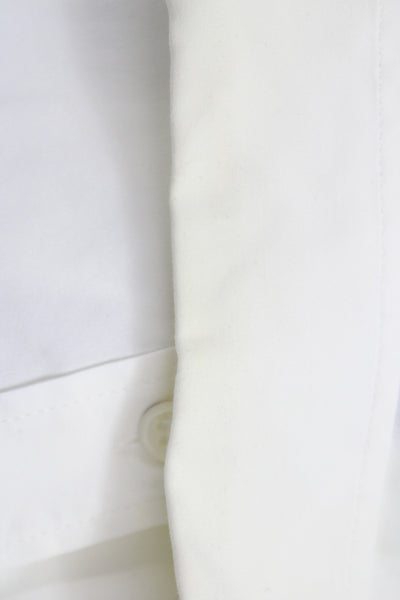 Theory Womens White Cotton Collared Long Sleeve Basic Button Up Size L