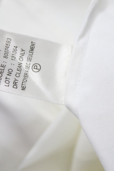 Theory Womens White Cotton Collared Long Sleeve Basic Button Up Size L