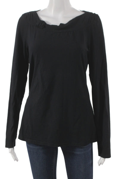 Three Dots Women Black Cowl Neck Jersey Long Sleeve T-Shirt Size XL