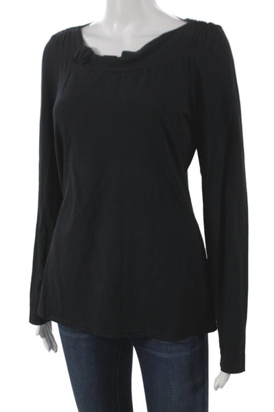 Three Dots Women Black Cowl Neck Jersey Long Sleeve T-Shirt Size XL