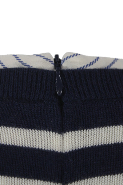 Joie Women Blue Striped Round Neck Pullover Sweater Long Sleeve Nautical Size M