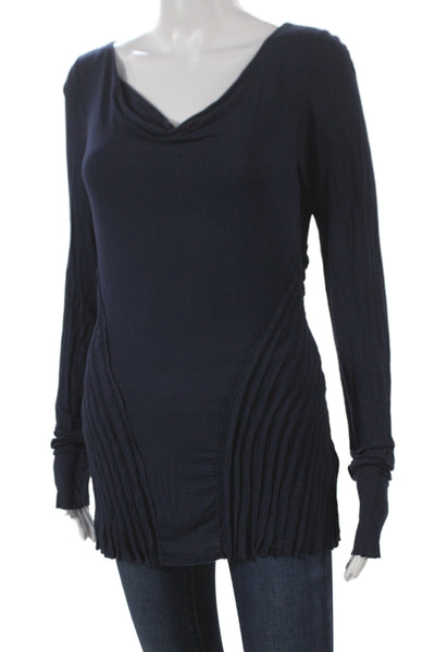 Bailey 44 Womens Cowl Neck Tunic Blue Long Sleeve Rayon Pullover Size M
