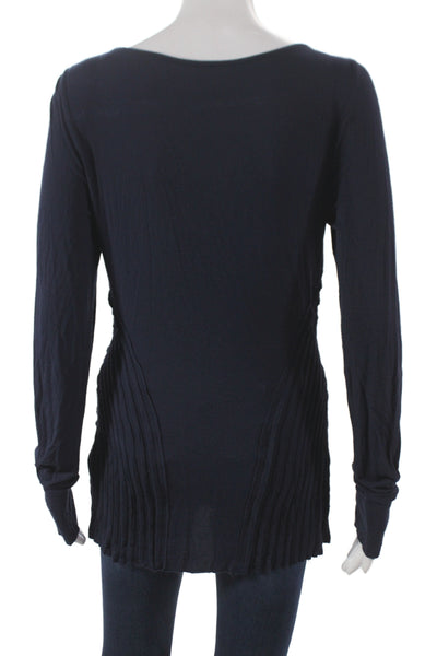 Bailey 44 Womens Cowl Neck Tunic Blue Long Sleeve Rayon Pullover Size M