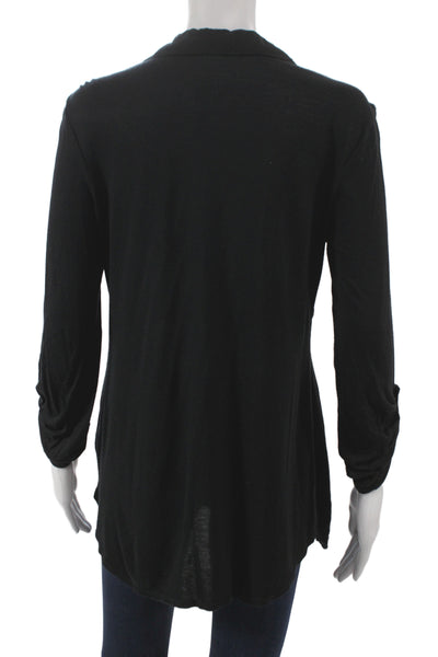 Splendid Womens Tunic Blouse Black Rayon Collared Long Sleeve Size M