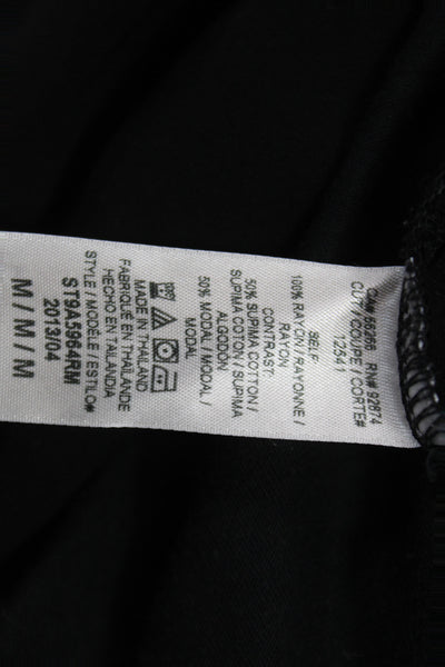 Splendid Womens Tunic Blouse Black Rayon Collared Long Sleeve Size M