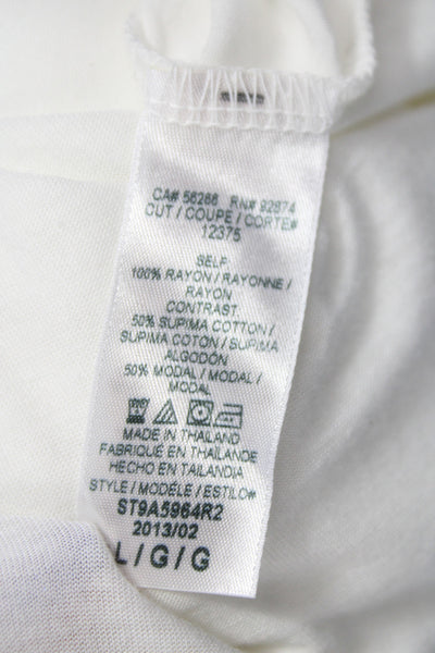 Splendid Women Tunic Blouse Collared Long Sleeve White Rayon Size L