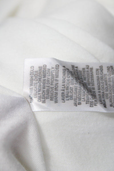 Splendid Women Tunic Blouse Collared Long Sleeve White Rayon Size L