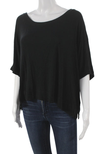 Michael Stars Womens Jersey Scoop Neck Short Sleeve Black Rayon Size XL