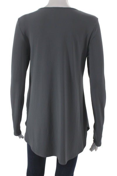 Franne Golde Women Gray V Neck Long Sleeve Tunic Size M