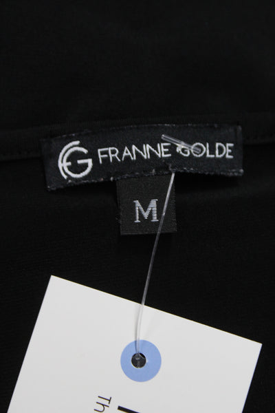 Franne Golde Women Black V-Neck Tunic Blouse Long Sleeve Size M