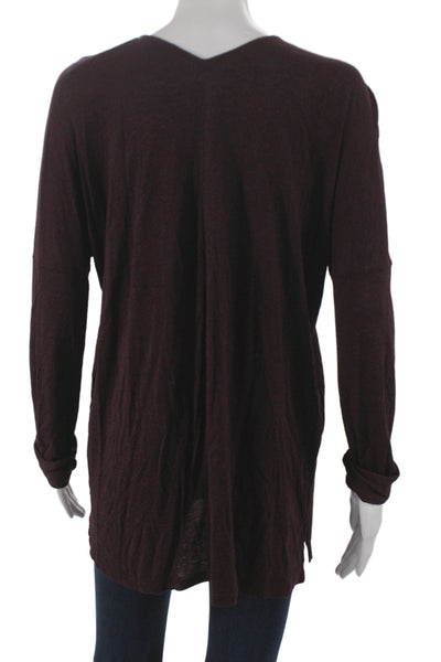 Vince Womens Purple V Neck Viscose Tunic T Shirt Long Sleeve Size M