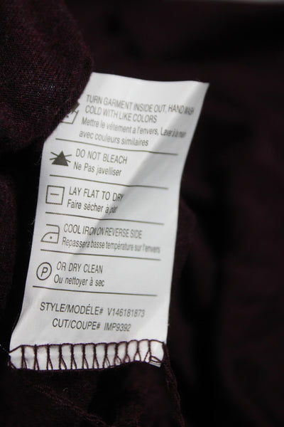 Vince Womens Purple V Neck Viscose Tunic T Shirt Long Sleeve Size M