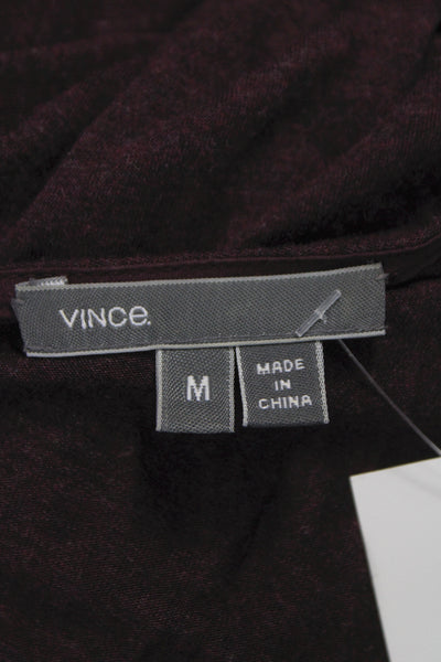 Vince Womens Purple V Neck Viscose Tunic T Shirt Long Sleeve Size M